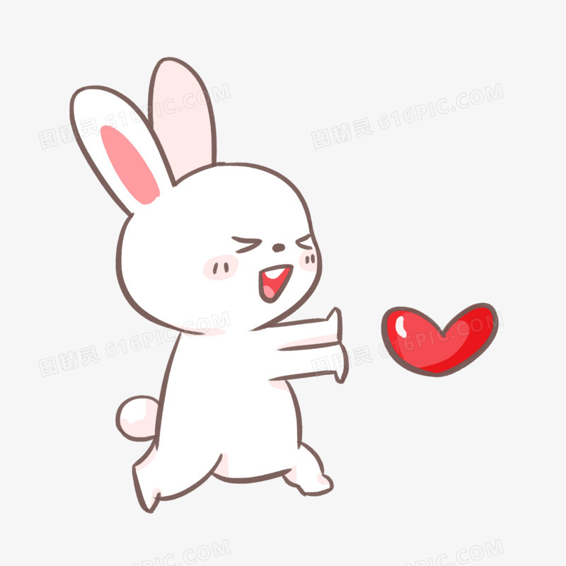 卡通可爱小兔子发射爱心表情包元素