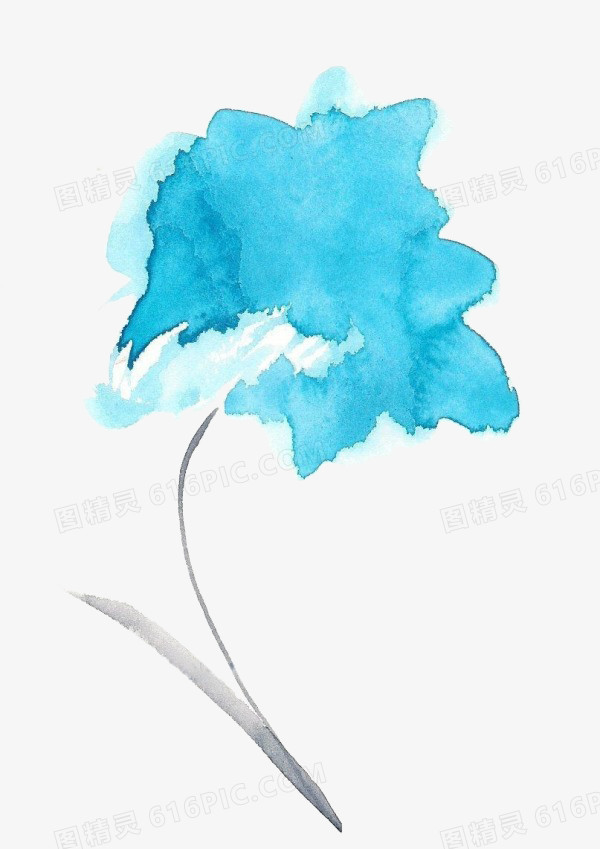 手绘水蓝水彩花