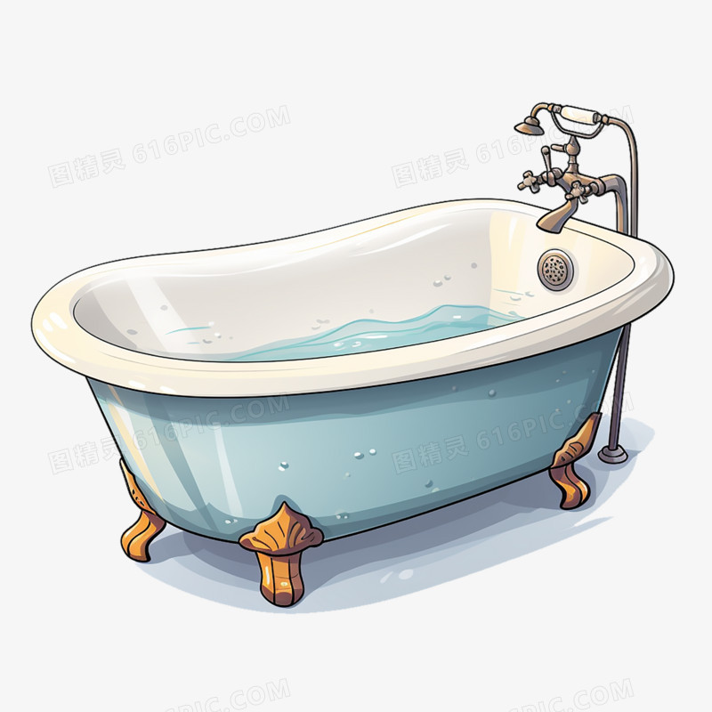 浴缸洗澡清洁免抠元素