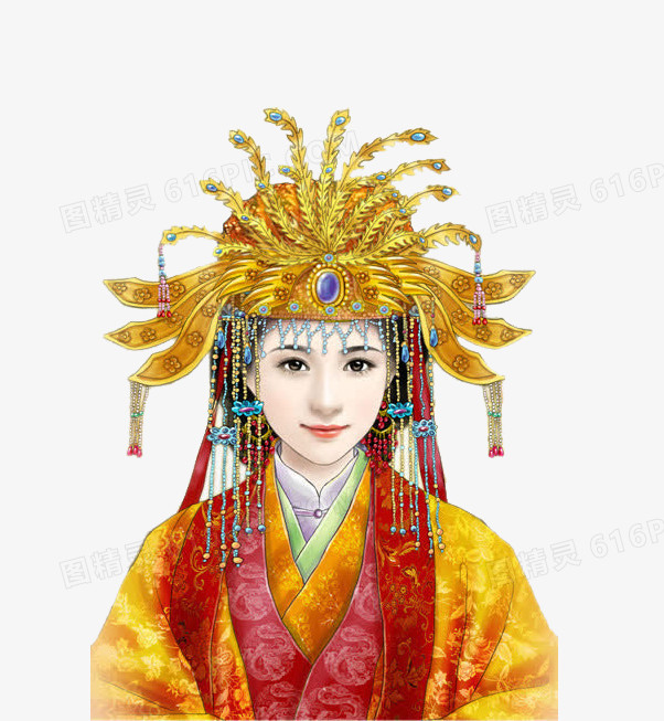 关键词:古装古代中国风古典美女插画手绘女宫廷图精灵为您提供凤冠女