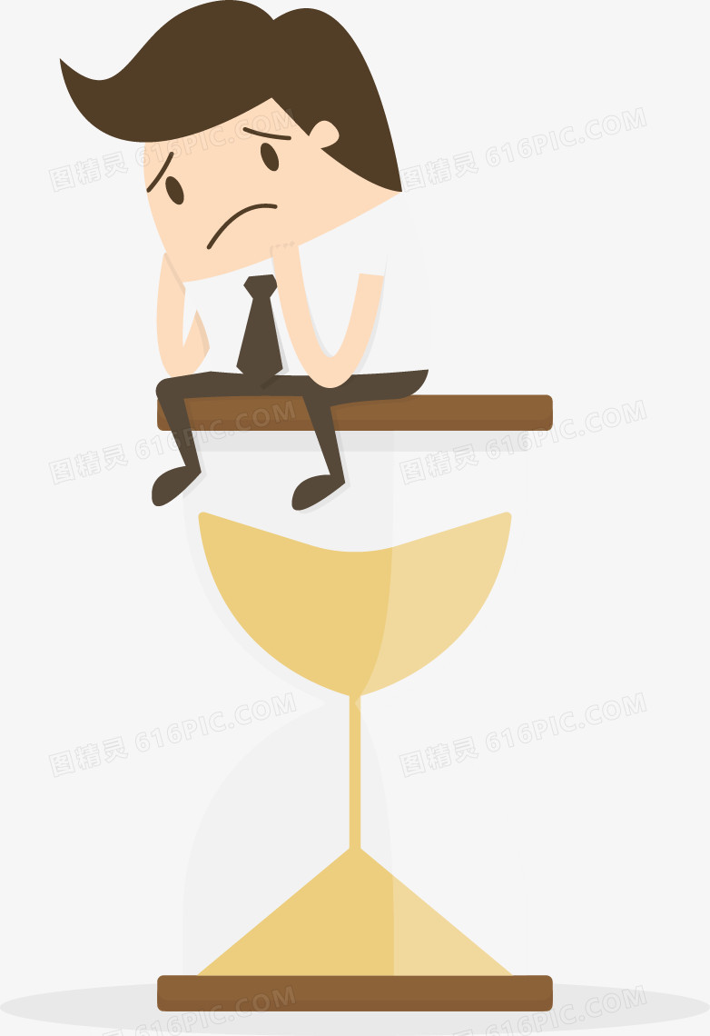坐在沙漏的商务小人