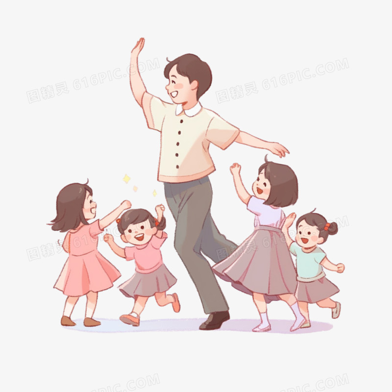 跳舞老师带学生跳舞插画