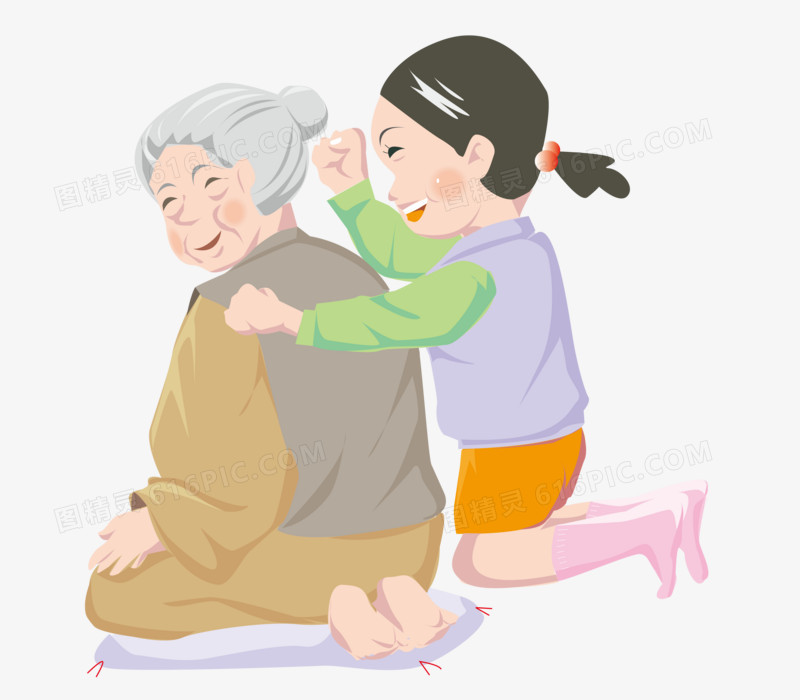 图精灵 免抠元素 卡通手绘 > 给奶奶用心服务的小孩   图精灵为您提供