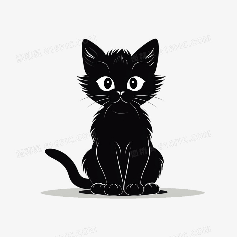 小猫黑猫剪影免抠元素