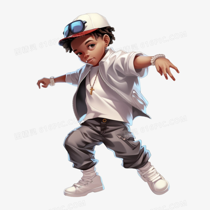3D立体嘻哈街舞小男孩免抠元素