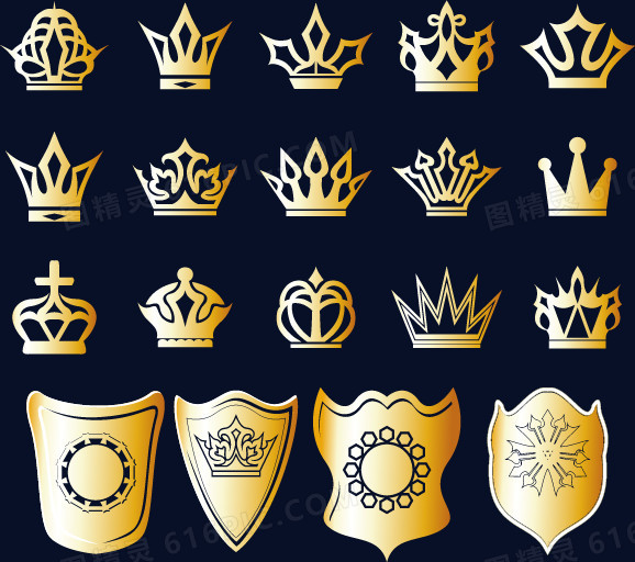 关键词 皇冠王冠金色盾牌矢量装饰图案王权