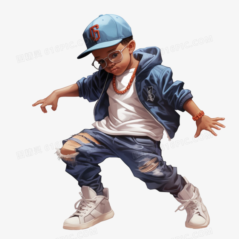 3D立体嘻哈街舞小男孩免抠元素