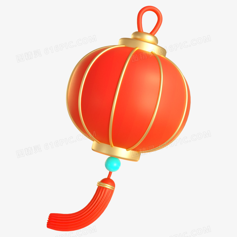 一组C4D中国风立体新年装饰合集灯笼元素