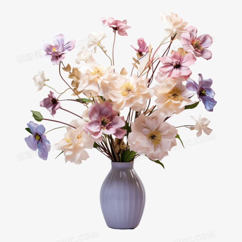 仿真美丽的花在花瓶中免抠元素