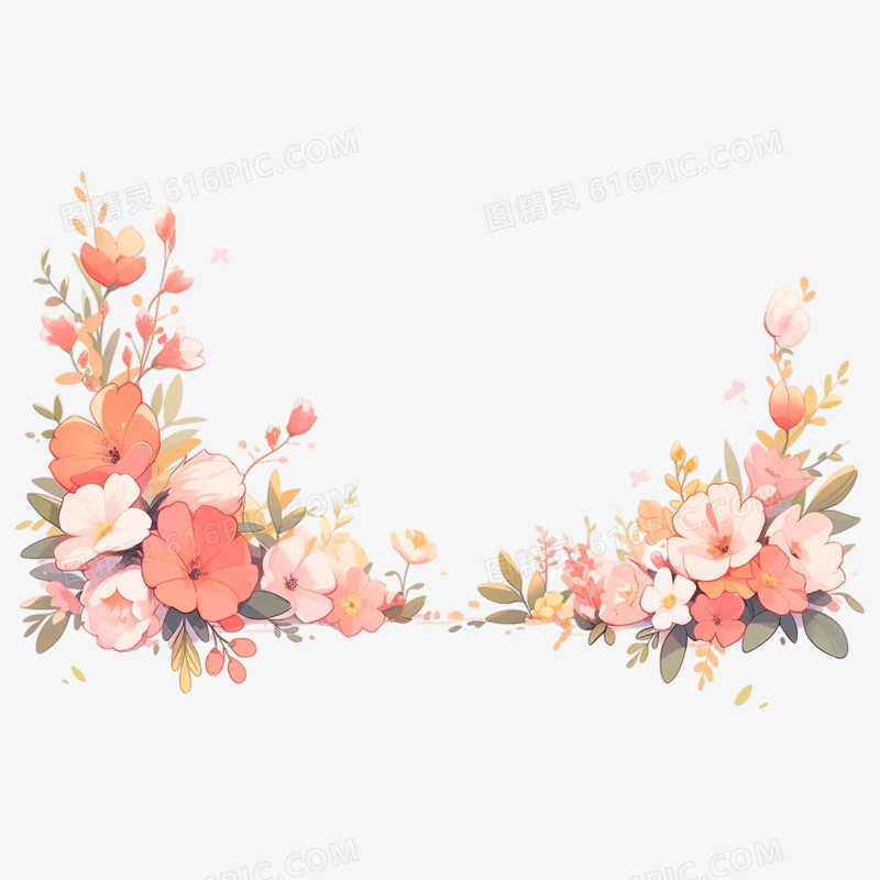 浪漫花卉边框插画