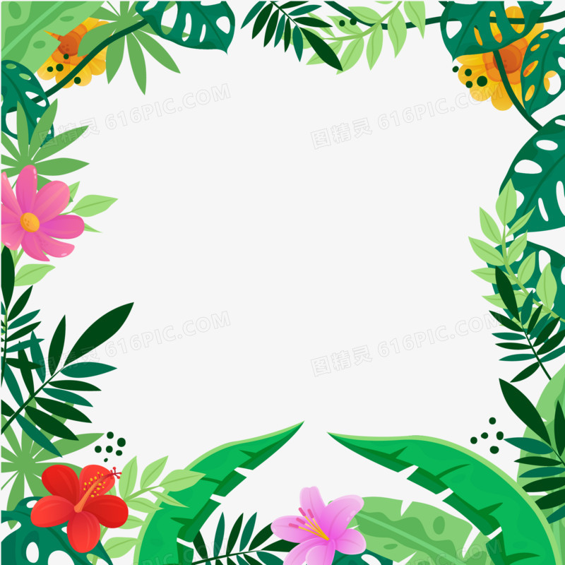 卡通植物花朵全包边框素材
