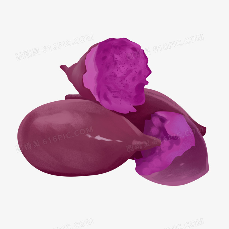 手绘插画紫薯元素