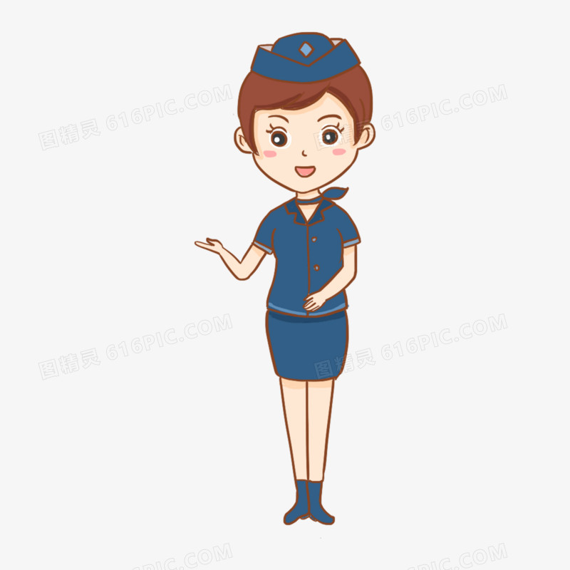 一组卡通q版女性职业形象套图素材空姐