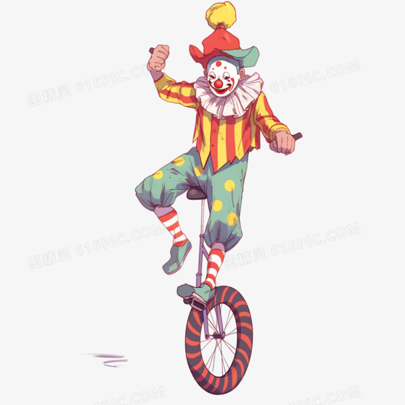 小丑骑独轮车免抠元素