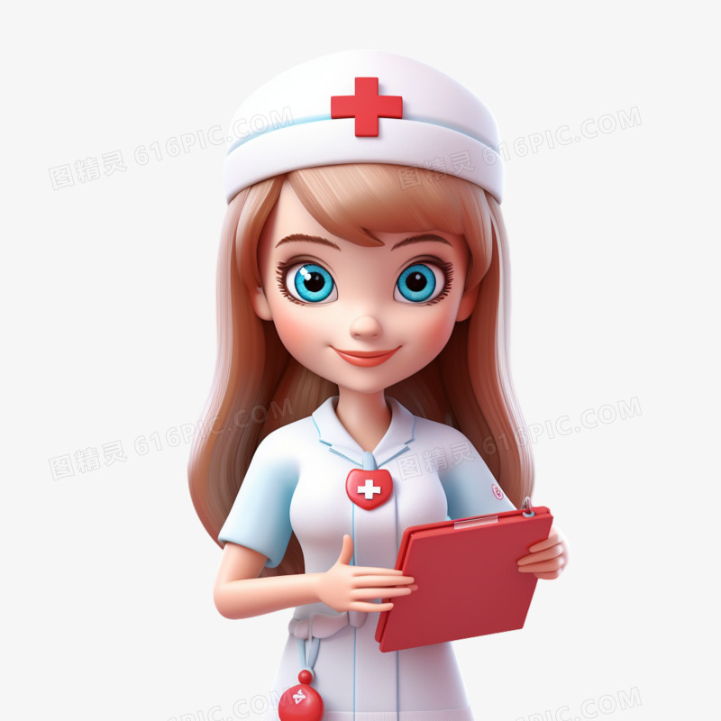 3d插画女护士免抠素材