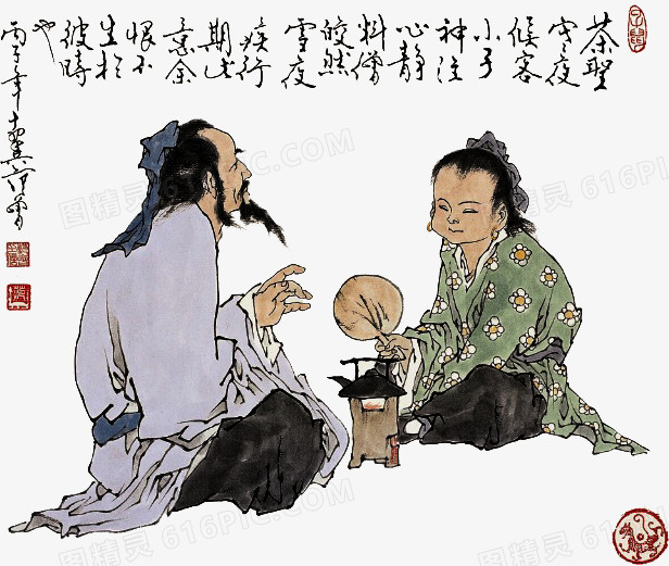 煮茶画图片