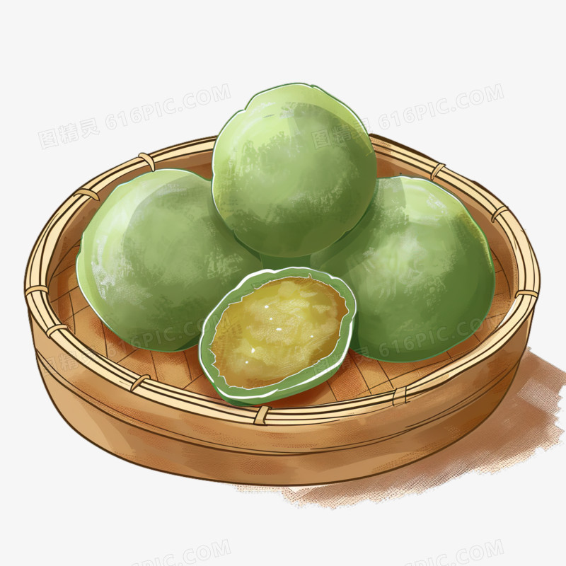 清明节传统食物青团中国风简笔画元素