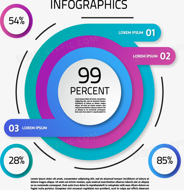 蓝色紫色圆形信息图表