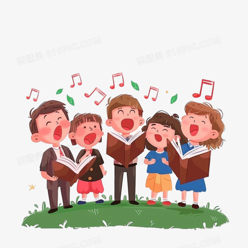 儿童合唱团插画免抠素材