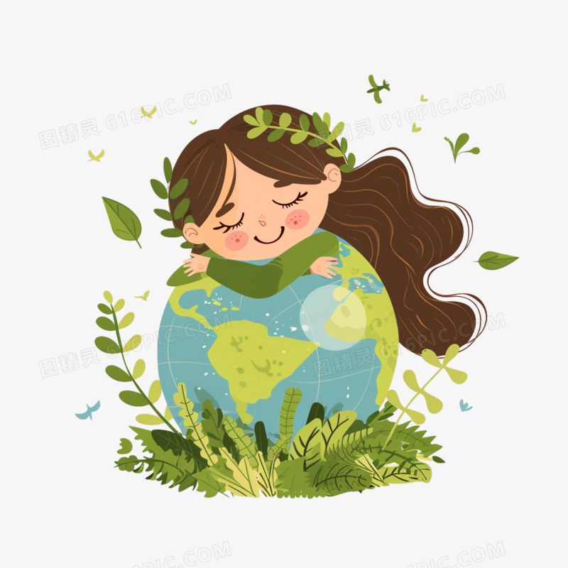 可爱女孩拥抱地球