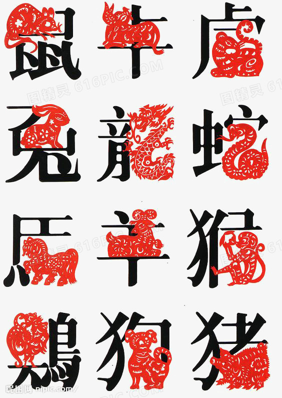 十二生肖中文艺术字