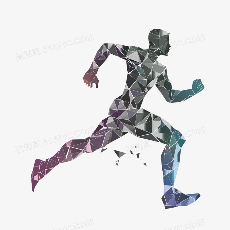 几何抽象人物跑步奔跑免抠元素