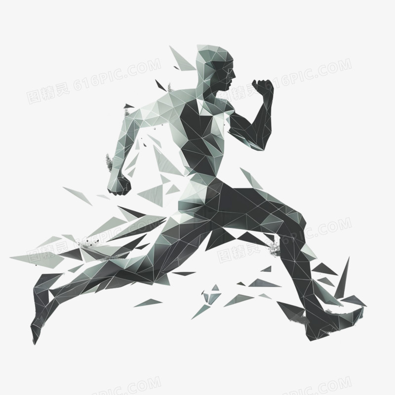 几何抽象人物跑步奔跑免抠元素