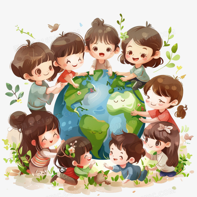 儿童保护地球免抠元素