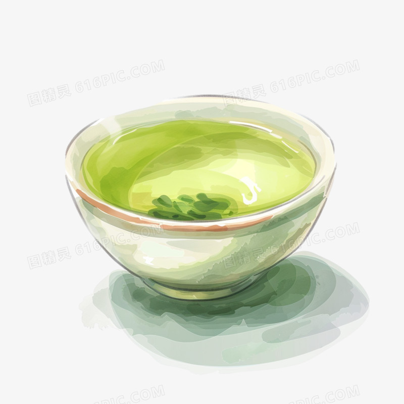 水彩绿茶免抠素材