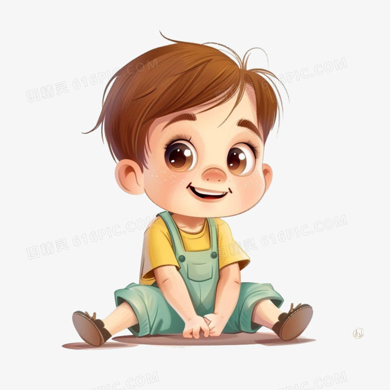 卡通可爱宝宝坐在地上免抠元素