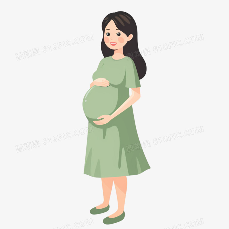 插画女性怀孕免抠元素