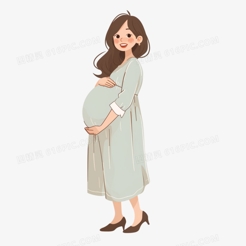 插画女性怀孕免抠元素