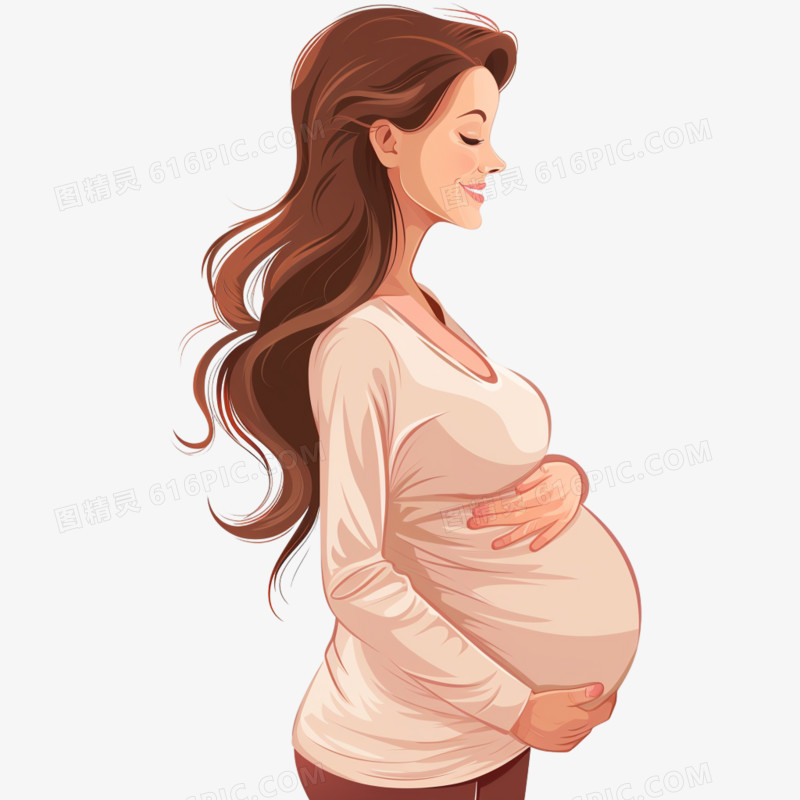 卡通女性怀孕免抠元素