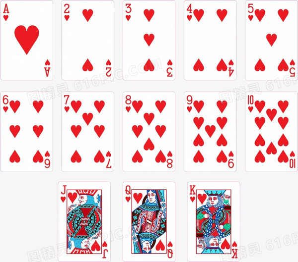 红心扑克A-K素材图片