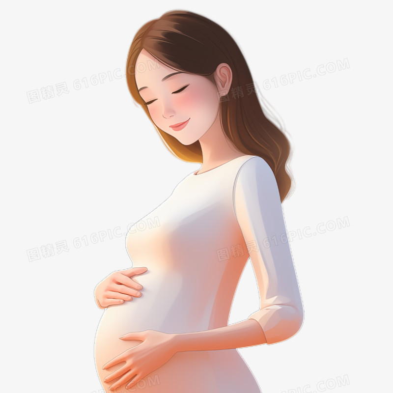 卡通手绘2.5D孕妇形象免抠元素