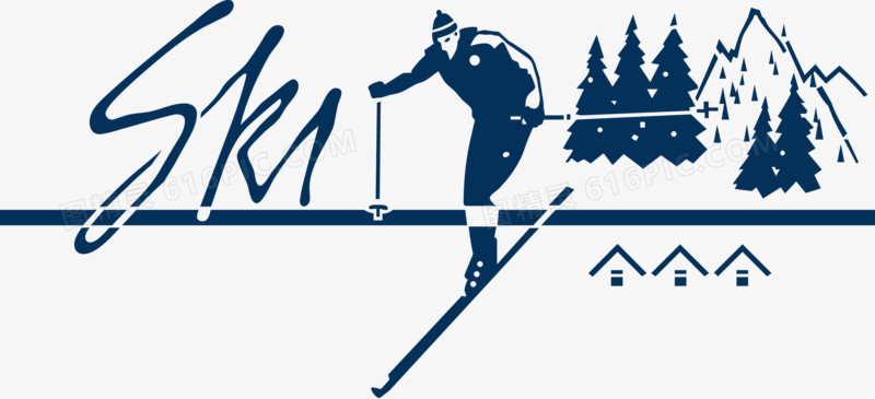 滑雪场滑雪运动员矢量图