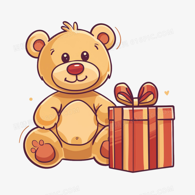 儿童玩具礼物盒小熊免抠元素