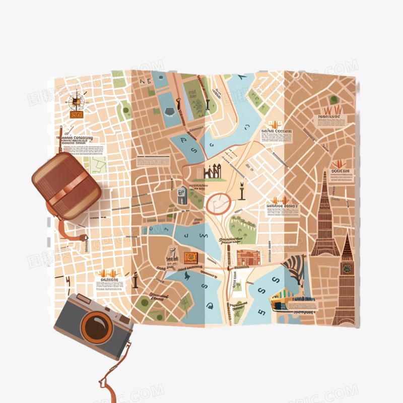 旅游城市地图免抠元素