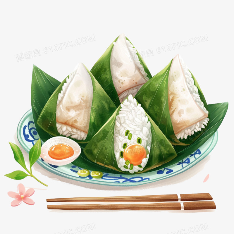 端午节传统美食粽子咸鸭蛋免抠元素