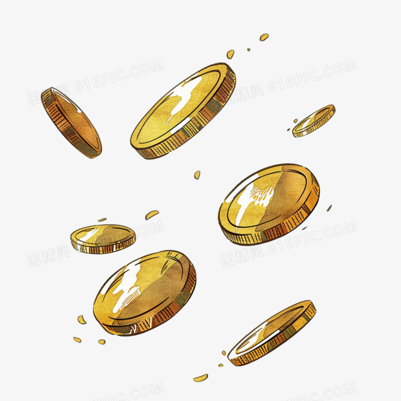 金色金币漂浮物免抠元素
