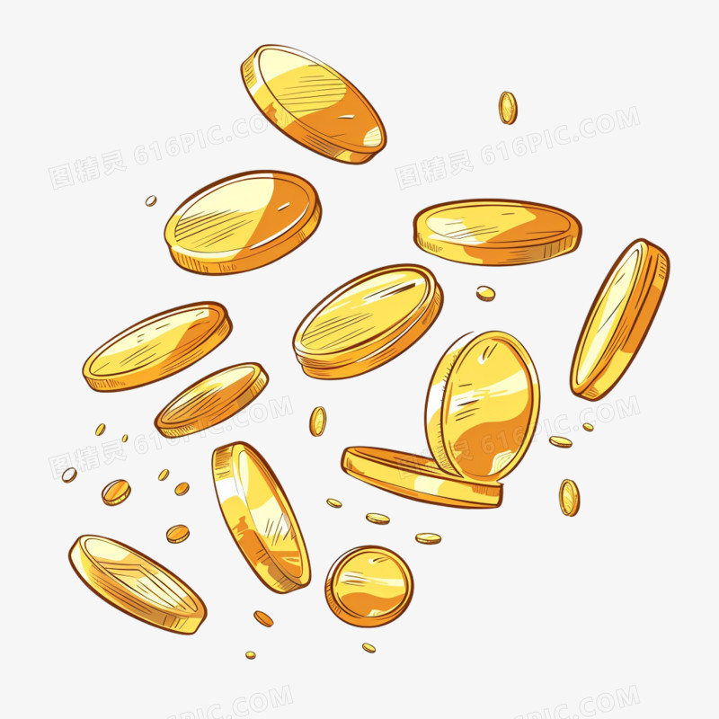 金币财富漂浮物免抠元素