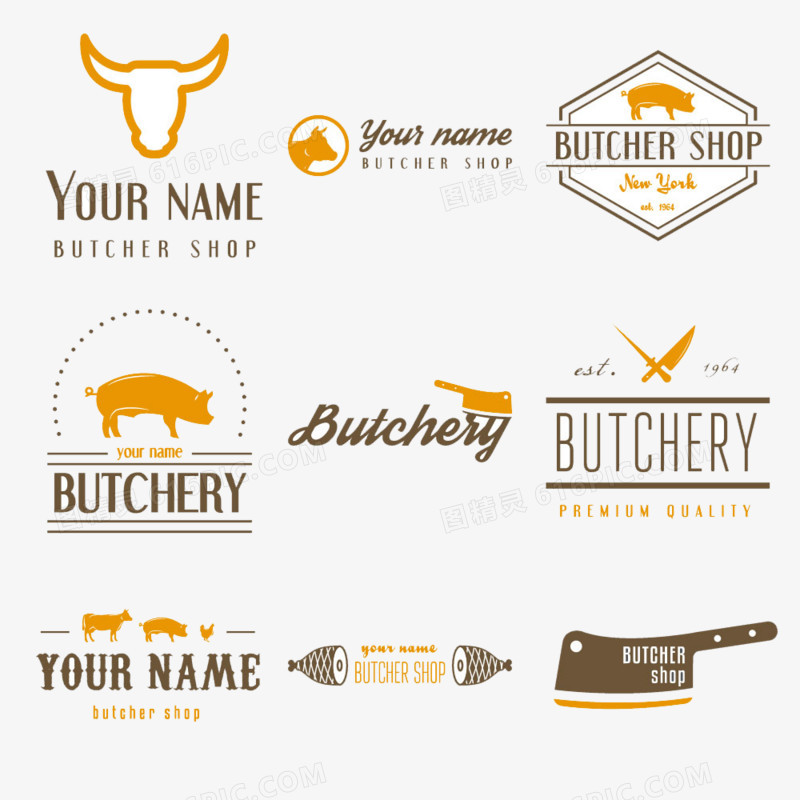 餐厅猪肉牛头标志
