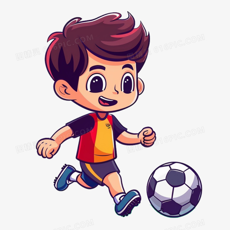 踢足球的可爱男孩