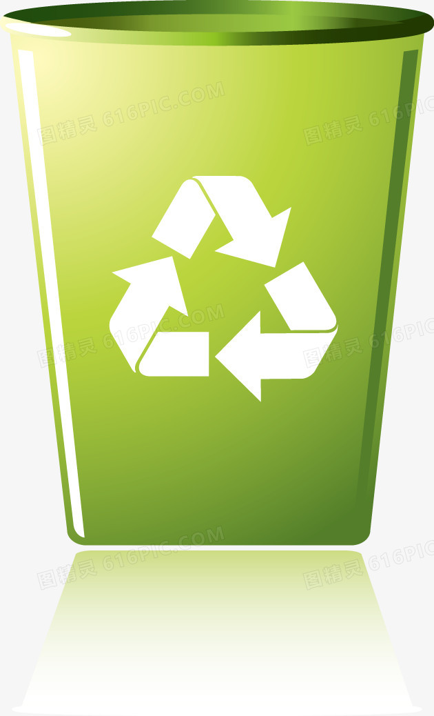 矢量绿色设计创意环保绿色垃圾桶图标