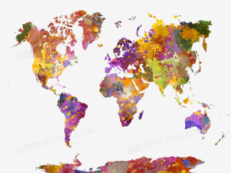 精美水彩世界地图设计