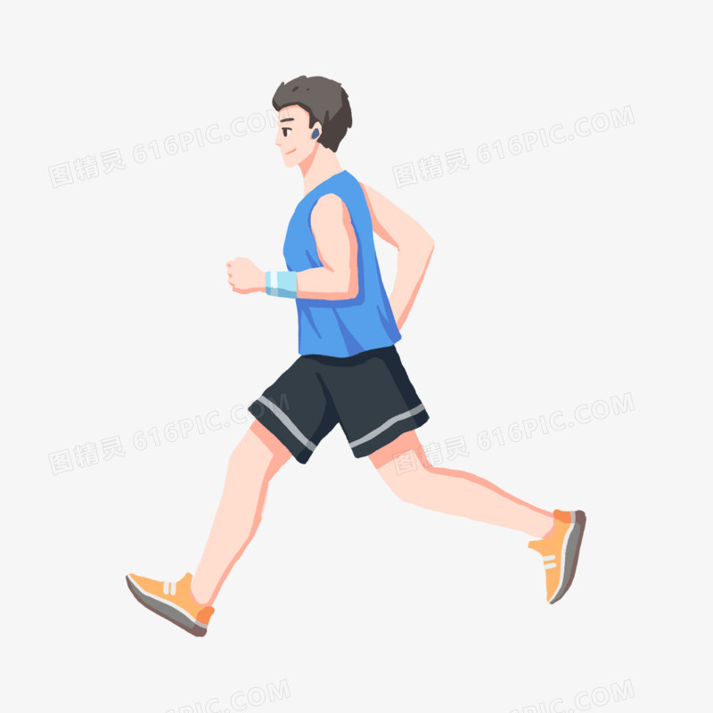 手绘插画夏季运动跑步人物素材