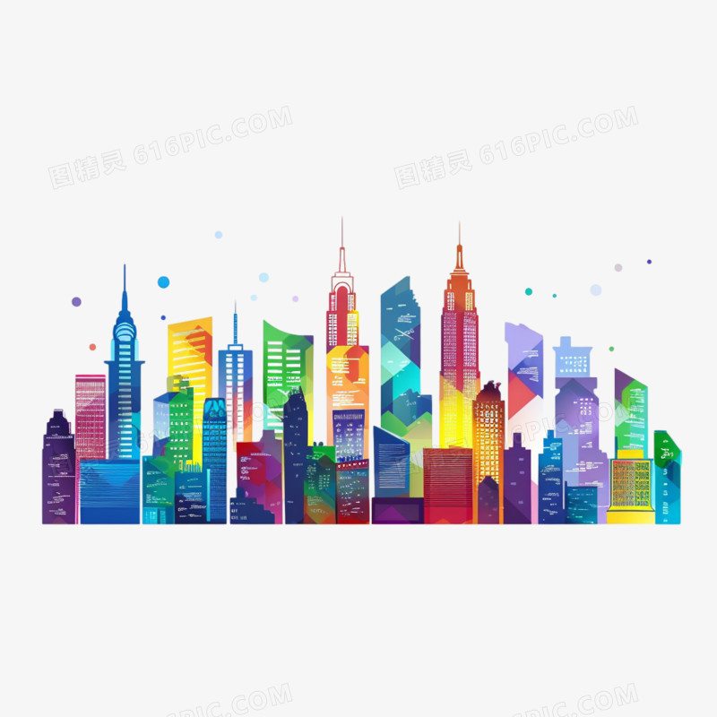 彩色城市建筑免抠元素