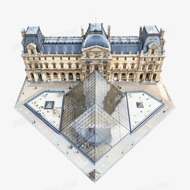 巴黎卢浮宫的俯视图