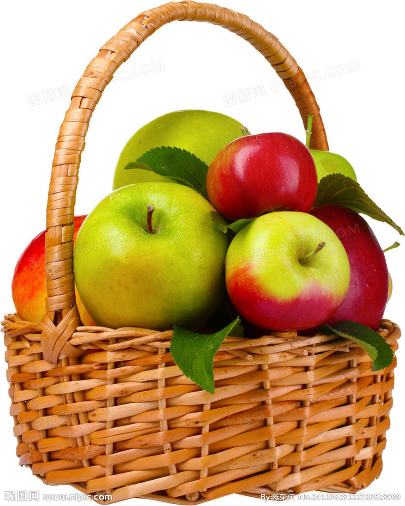 手绘图片手绘水果素材 精美苹果篮子