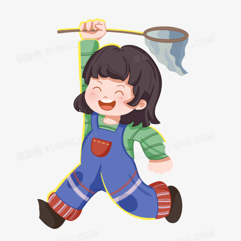 手绘免抠小女孩元素